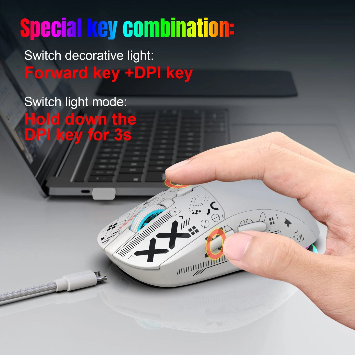 PhantomClick® – 3-Mode Wireless Gaming Mouse - Vista 4 del producto