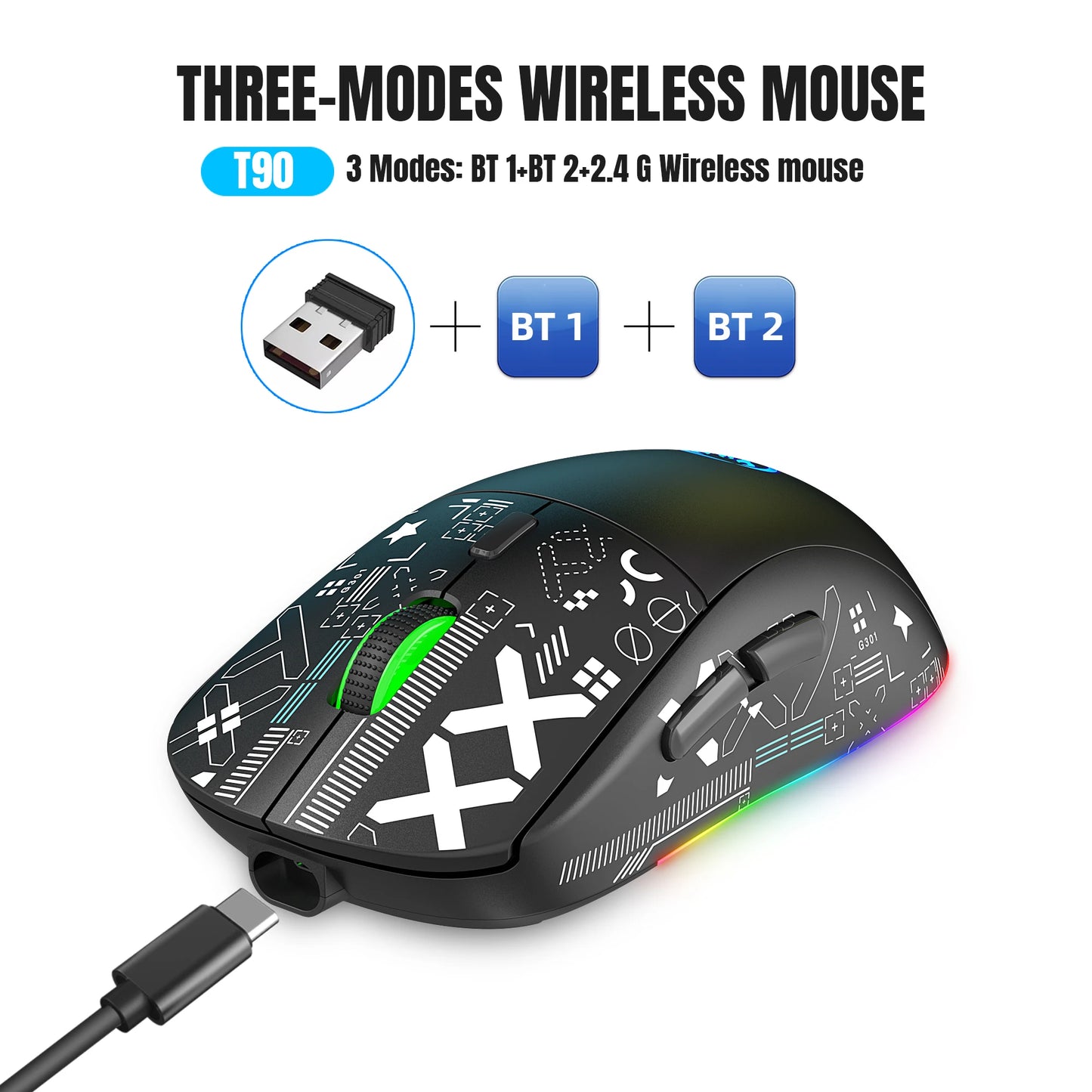 PhantomClick® – 3-Mode Wireless Gaming Mouse - Vista 8 del producto