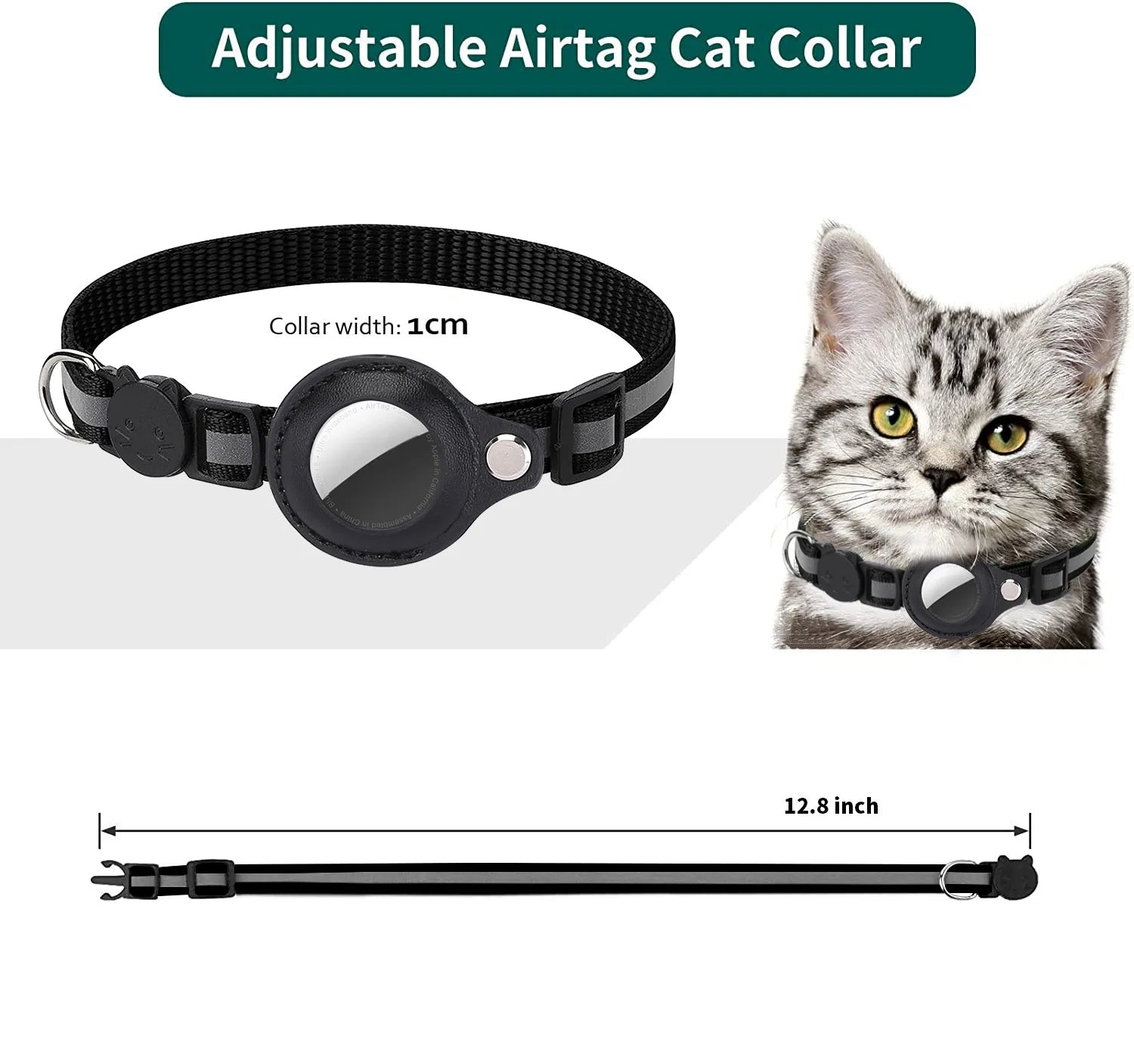 Track & Tinkle® – Reflective AirTag Pet Tracker Collar - Vista principal del producto